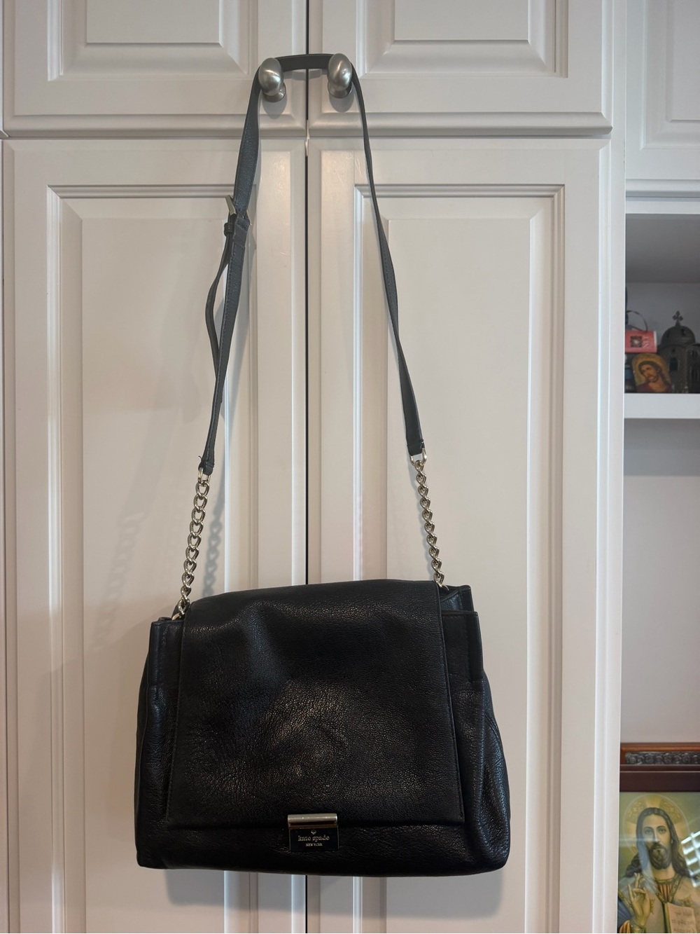 Kate Spade Black Leather Shoulder Bag with Chain Strap